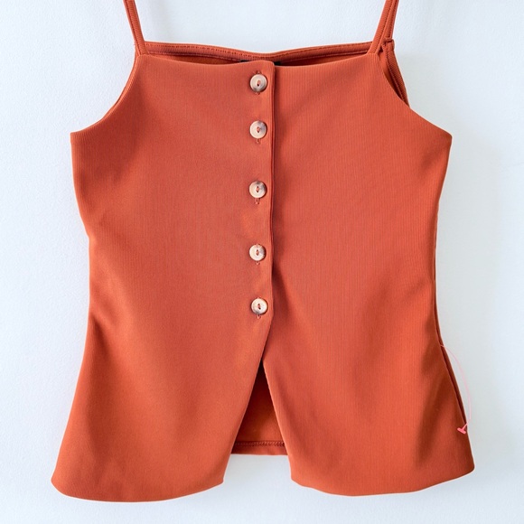 Rust Ribbed Button Front Cami Top Size S ASOS Design - Picture 5 of 10